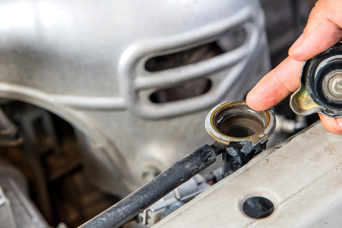 rusty coolant in a car radiator