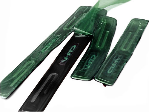 LED illuminated door sill adhesive pads