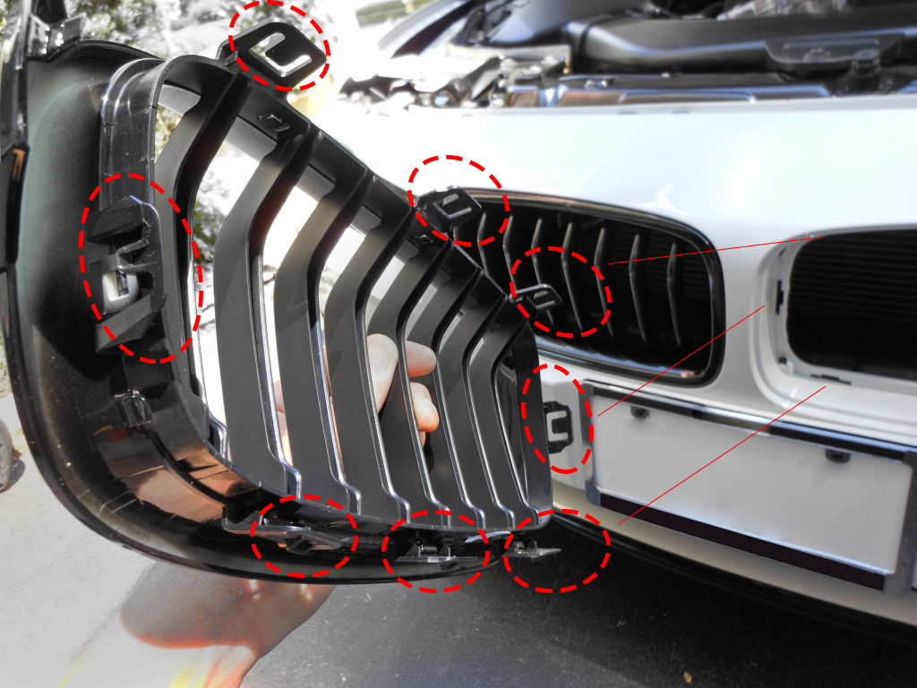 how to remove BMW kidney grille