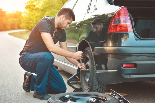 tyre change on the open road 
