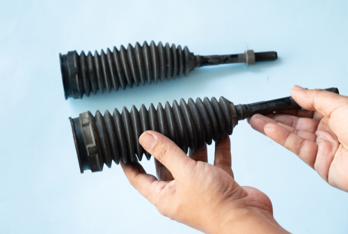 Rubber sleeve on tie rod end