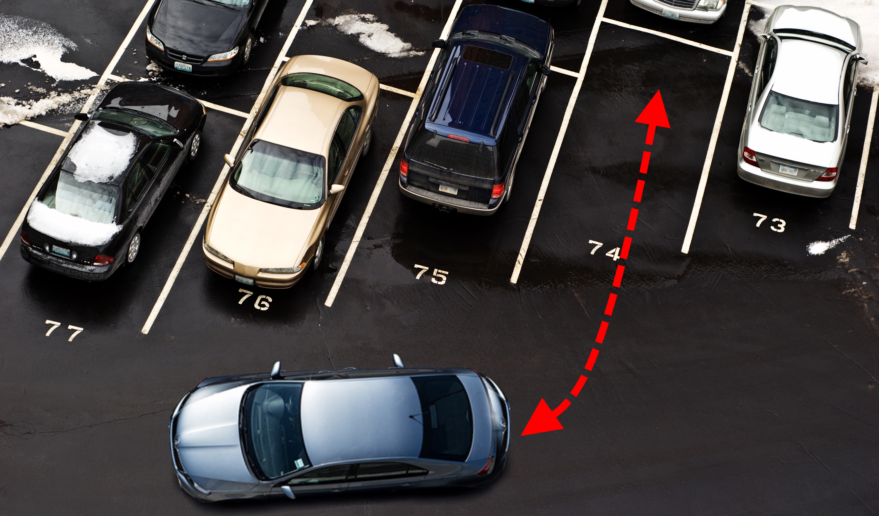 Parking a car backwards in parking pockets